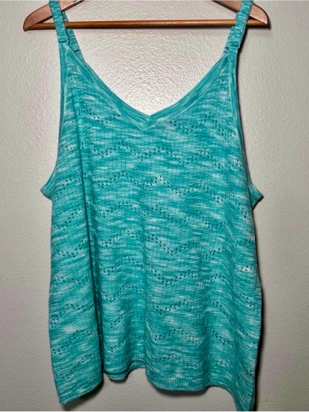 Torrid Seafoam Teal Knit Cami Size 3 Chevron Swing Tank Adjustable Straps